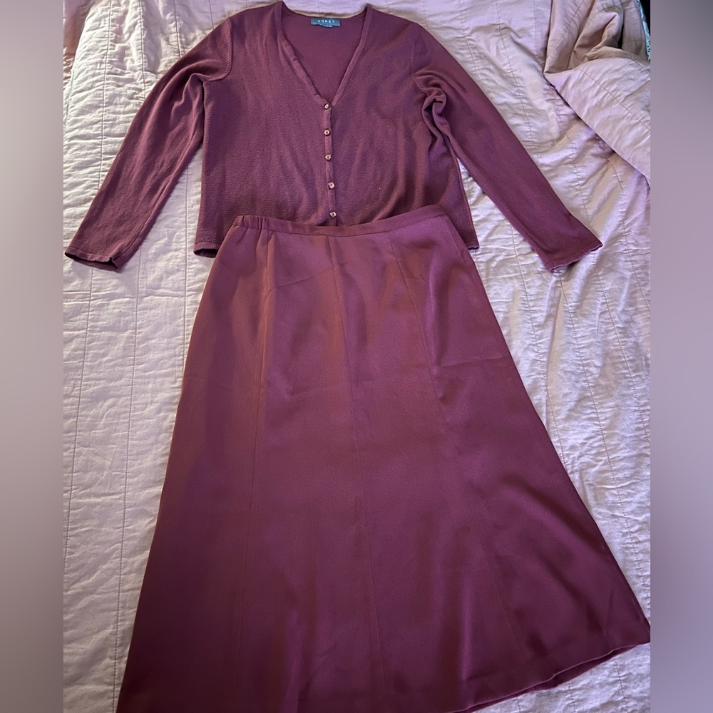 Koret Burgundy Skirt and Sweater Ensemble